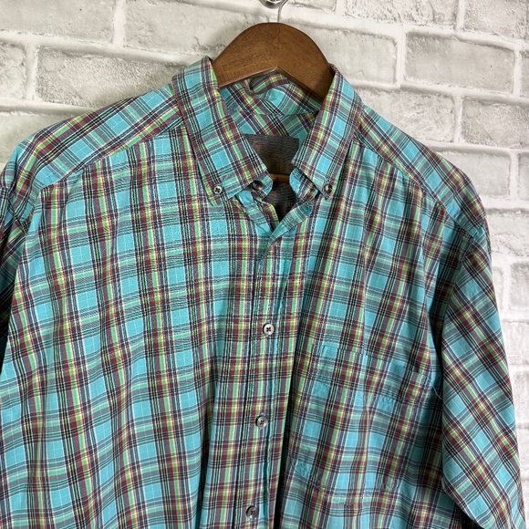 Panhandle Tuf Cooper Performance Colorful Plaid Button Down Shirt Mens Large - Picture 1 of 8